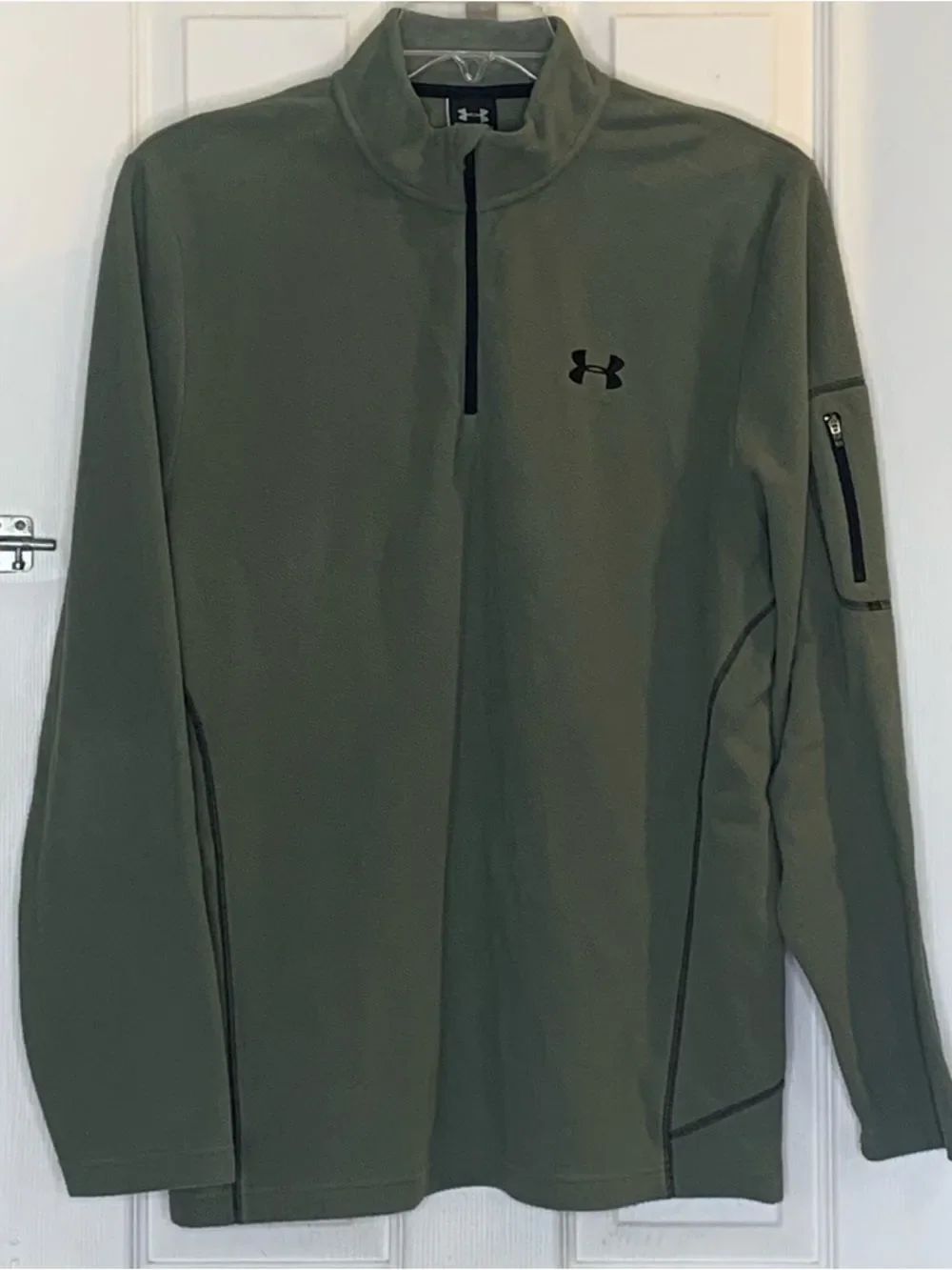 Under Armor Fleece Pullover 1/4 Zip Fleece Size Large Sage Green Color